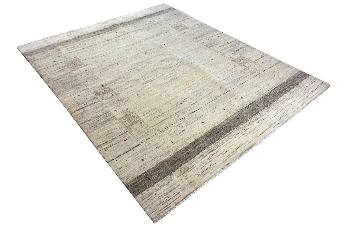 Gabbeh Lori rug, light beige with narrow brown and gray zones