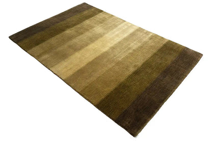 Gabbeh rug 183x120 cm with wide dark brown and ochre stripes