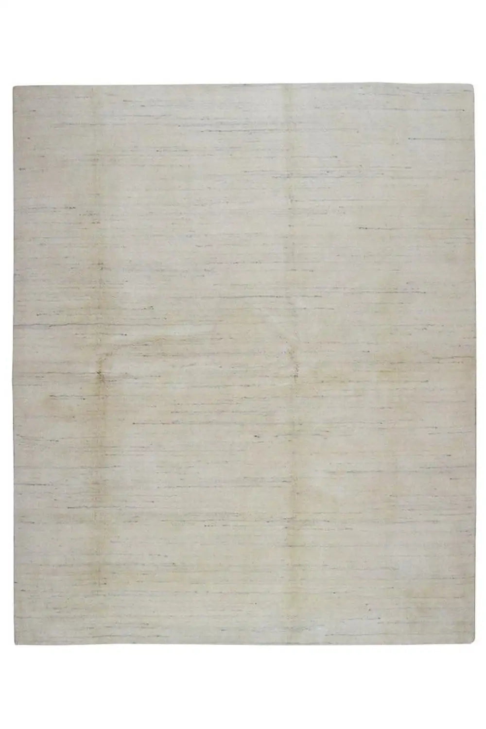 Gabbeh rug (249x201 cm), appearing square, with a light beige surface and an even woven texture.