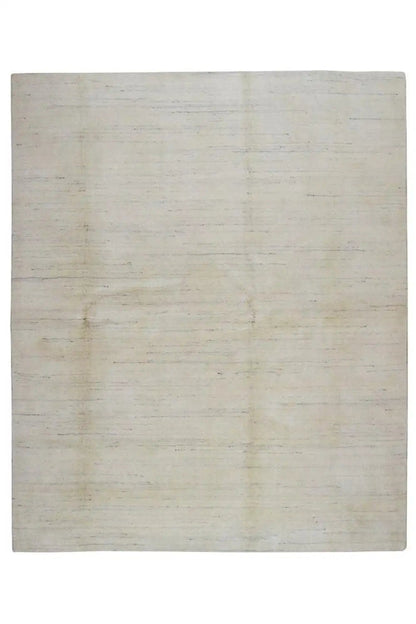 Gabbeh rug (249x201 cm), appearing square, with a light beige surface and an even woven texture.