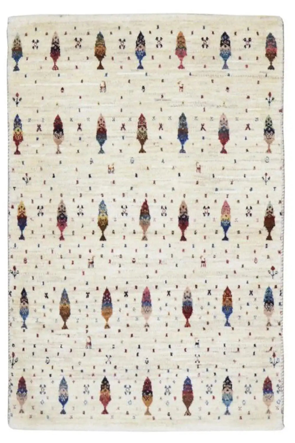 Cream Gabbeh rug with a regular figurative pattern, rectangular, approx. 117x78 cm