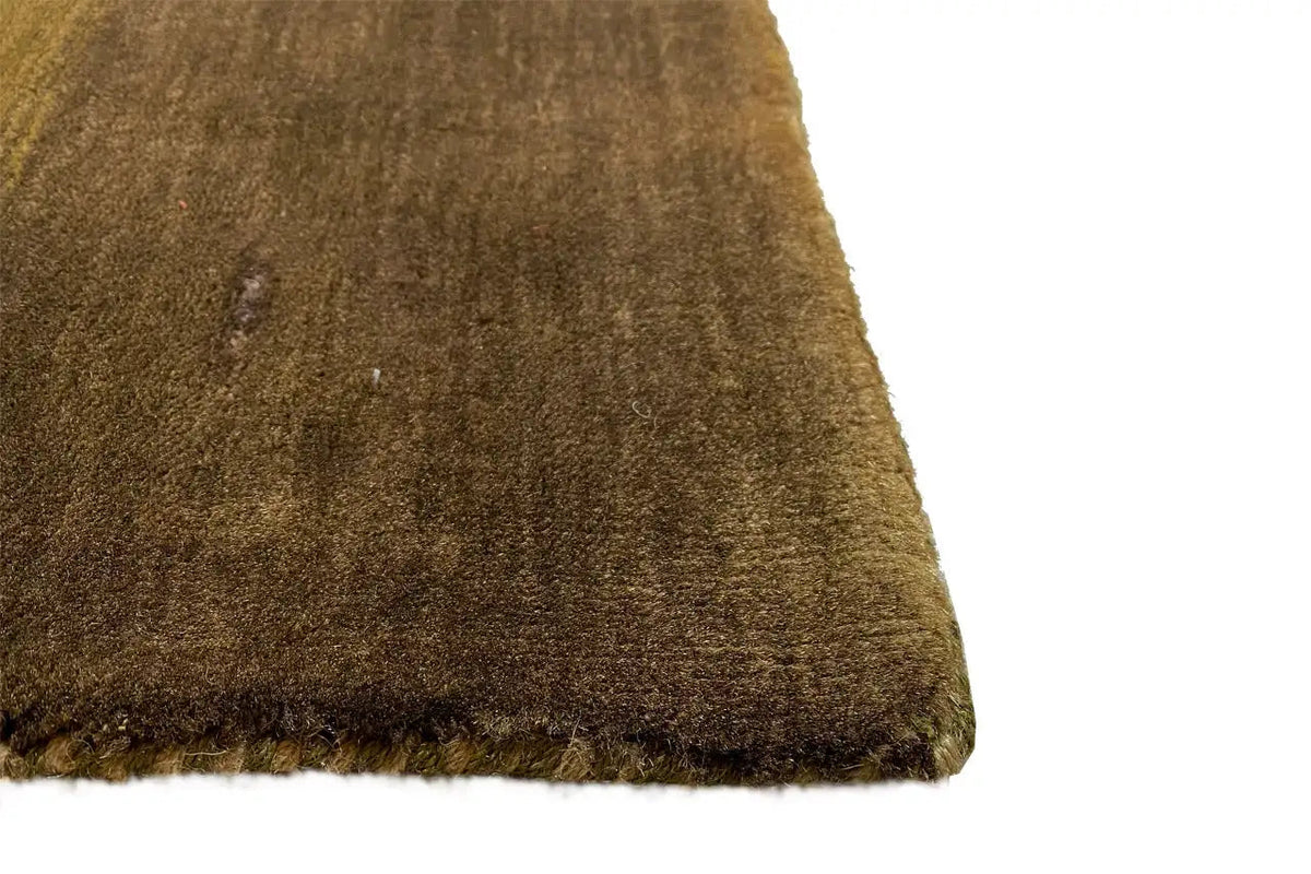 Gabbeh rug: close-up of the pile, dyed brown with a dense texture
