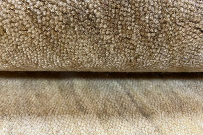 Gabbeh rug (200x139 cm) close-up: patterned pile surface, beige-brown