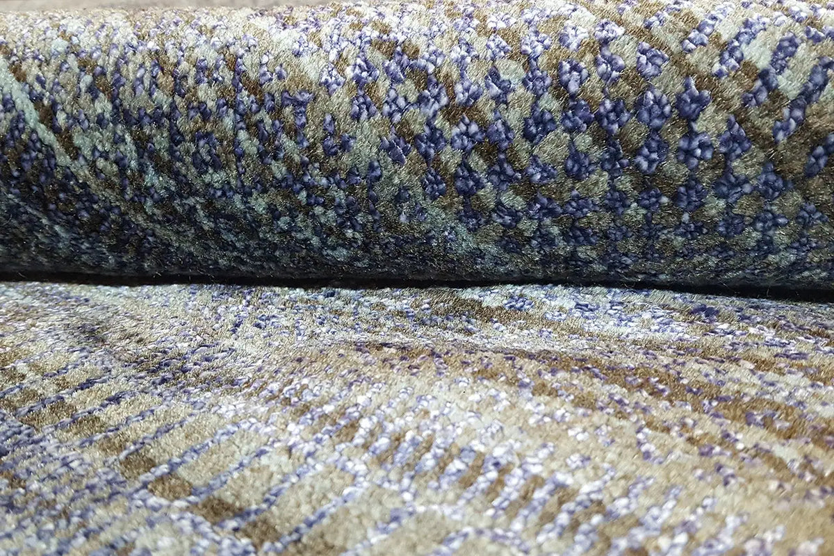 Gabbeh carpet Lori, close-up of the pile surface with a blue pattern