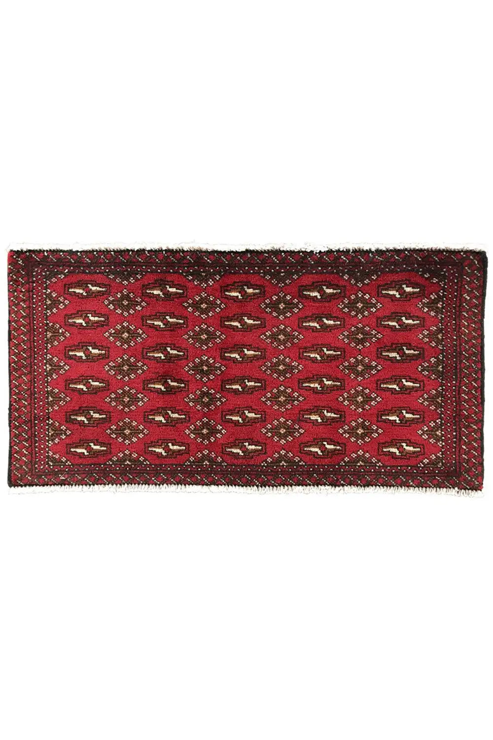Poshti Turkmen rug (95x47 cm), flat-weave, red with a uniform ornamental pattern