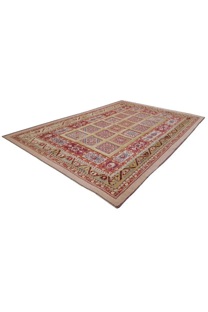 Soumak rug 220x149 cm, laid diagonally, geometric pattern in red/beige
