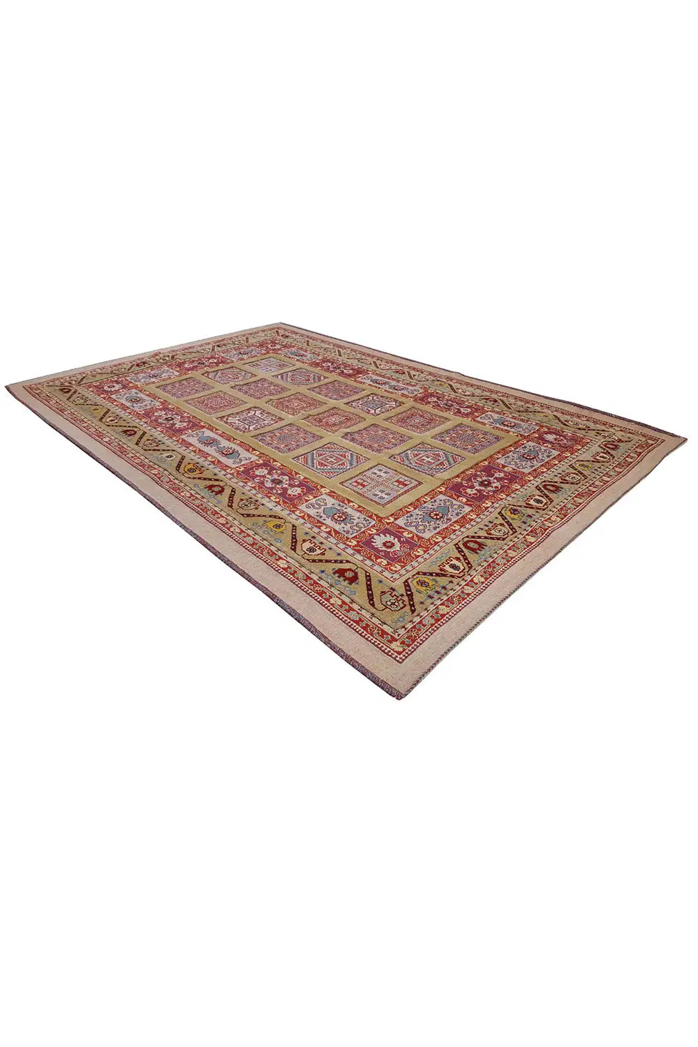 Soumak rug 220x149 cm, diagonal, red and beige medallion pattern