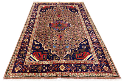 Hamadan rug with a central medallion and floral ornaments, blue and beige