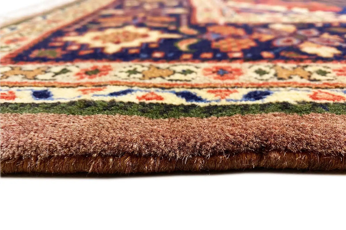 Hamadan carpet with visible pile and border, multicolored patterned