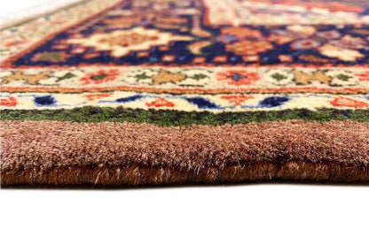 Hamadan carpet with visible pile and border, multicolored patterned