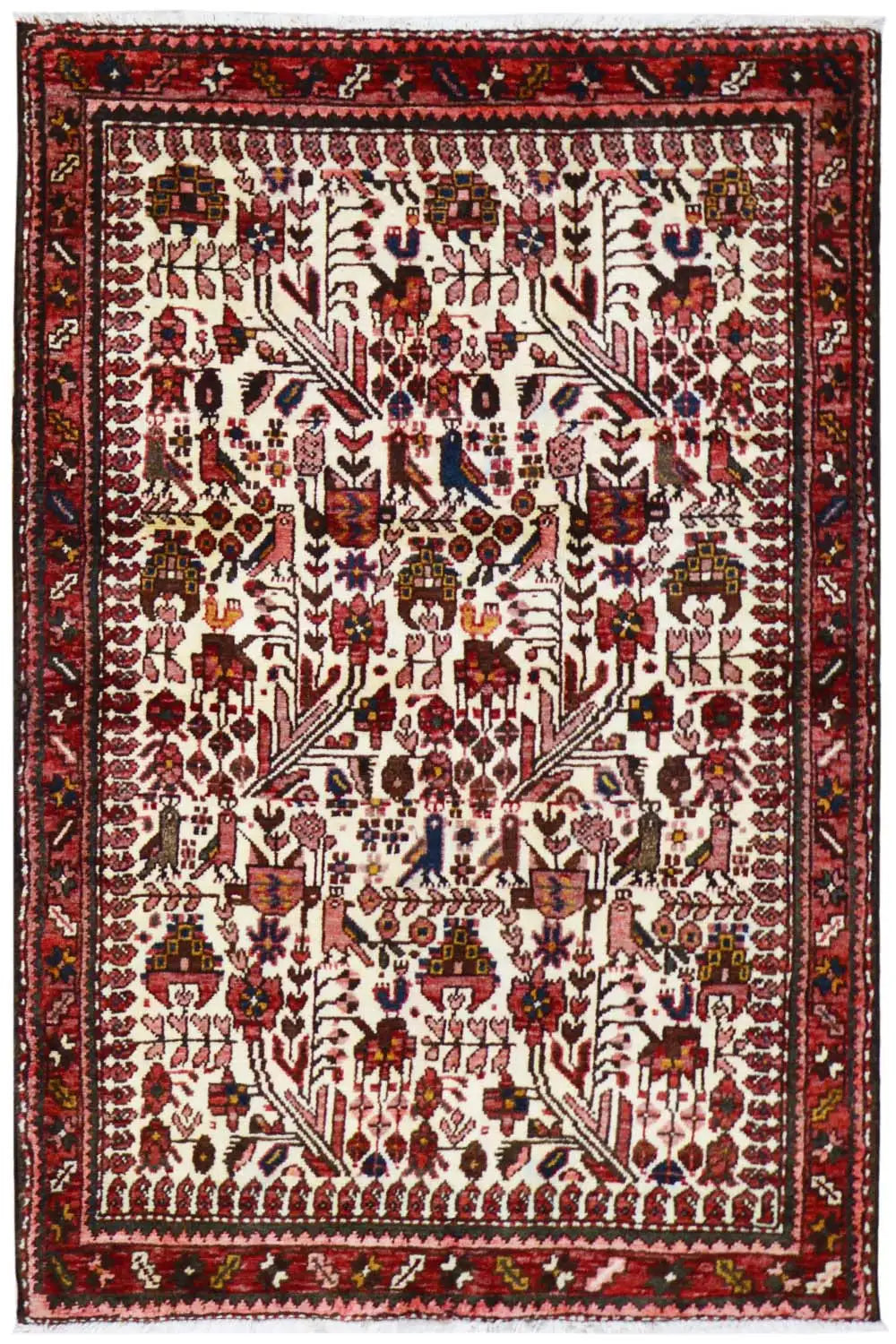 Oriental rug with a patterned medallion and red-and-white tones, 152x110 cm