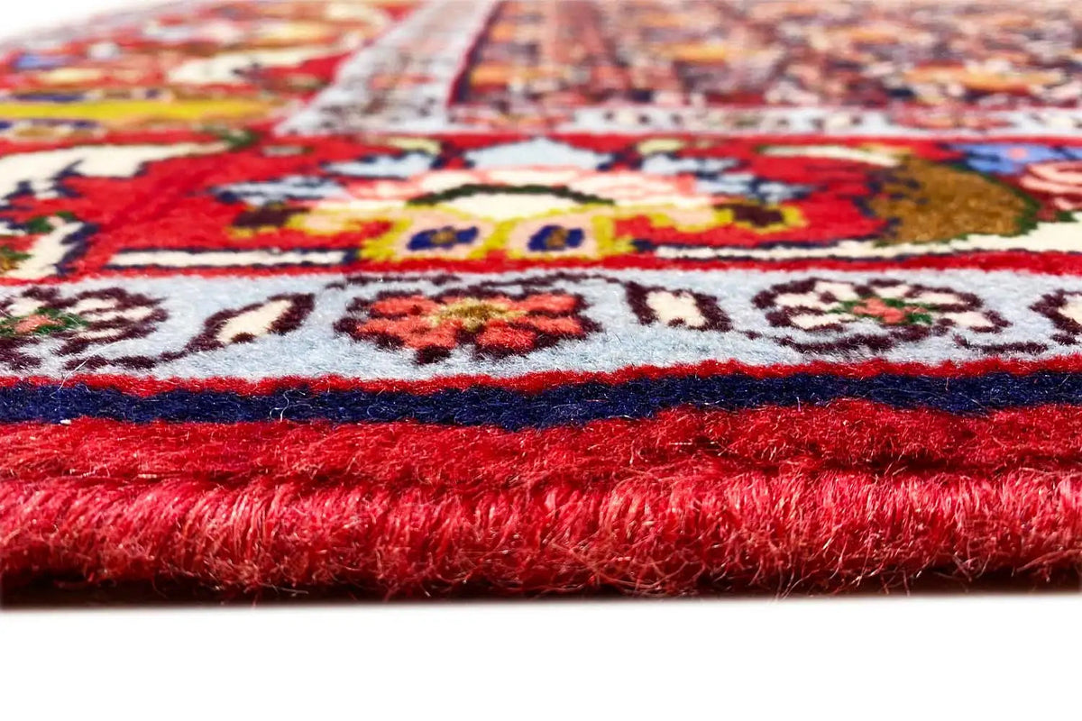 Carpet border with red pile and colorful ornamental details