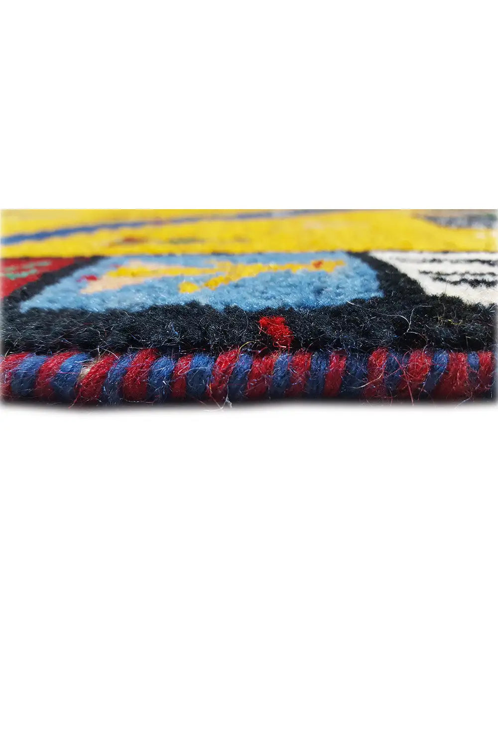 Gabbeh rug Lori (143x103 cm) Detail: colored border, fringe