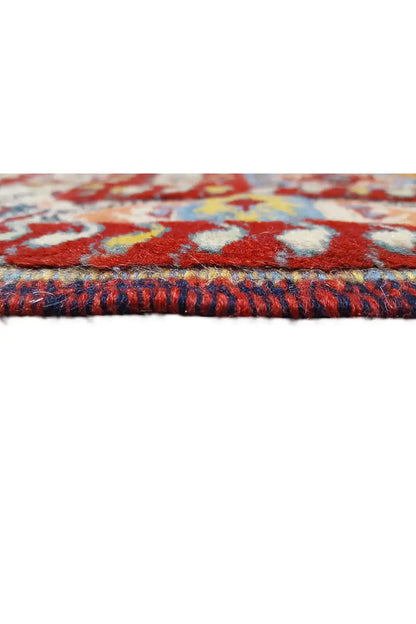 Soumak rug, close-up of the border, multicolored pattern and edge fringes