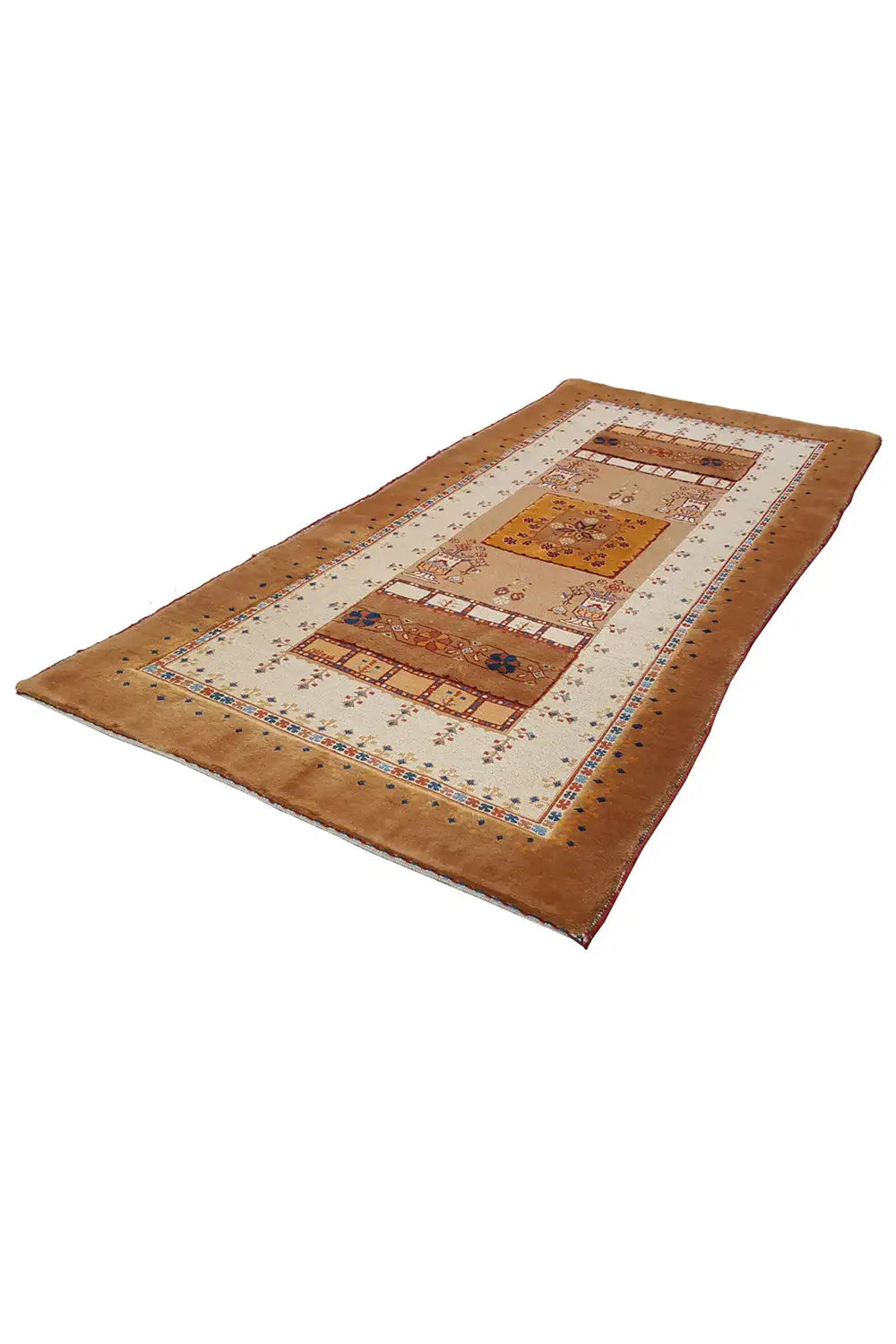 Soumak rug 178x81 cm with a brown background and rectangular pattern