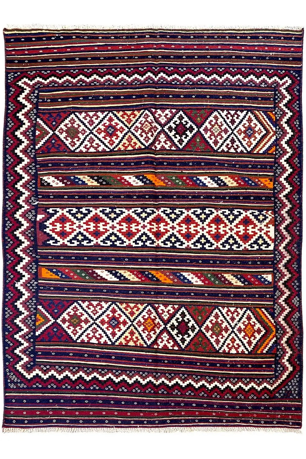 Kilim rug Kilim Sirjan 905428: rectangular, diamond and stripe pattern