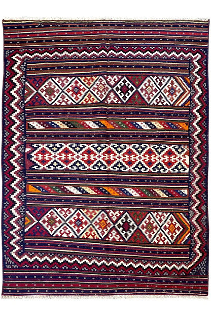 Kilim rug Kilim Sirjan 905428: rectangular, diamond and stripe pattern