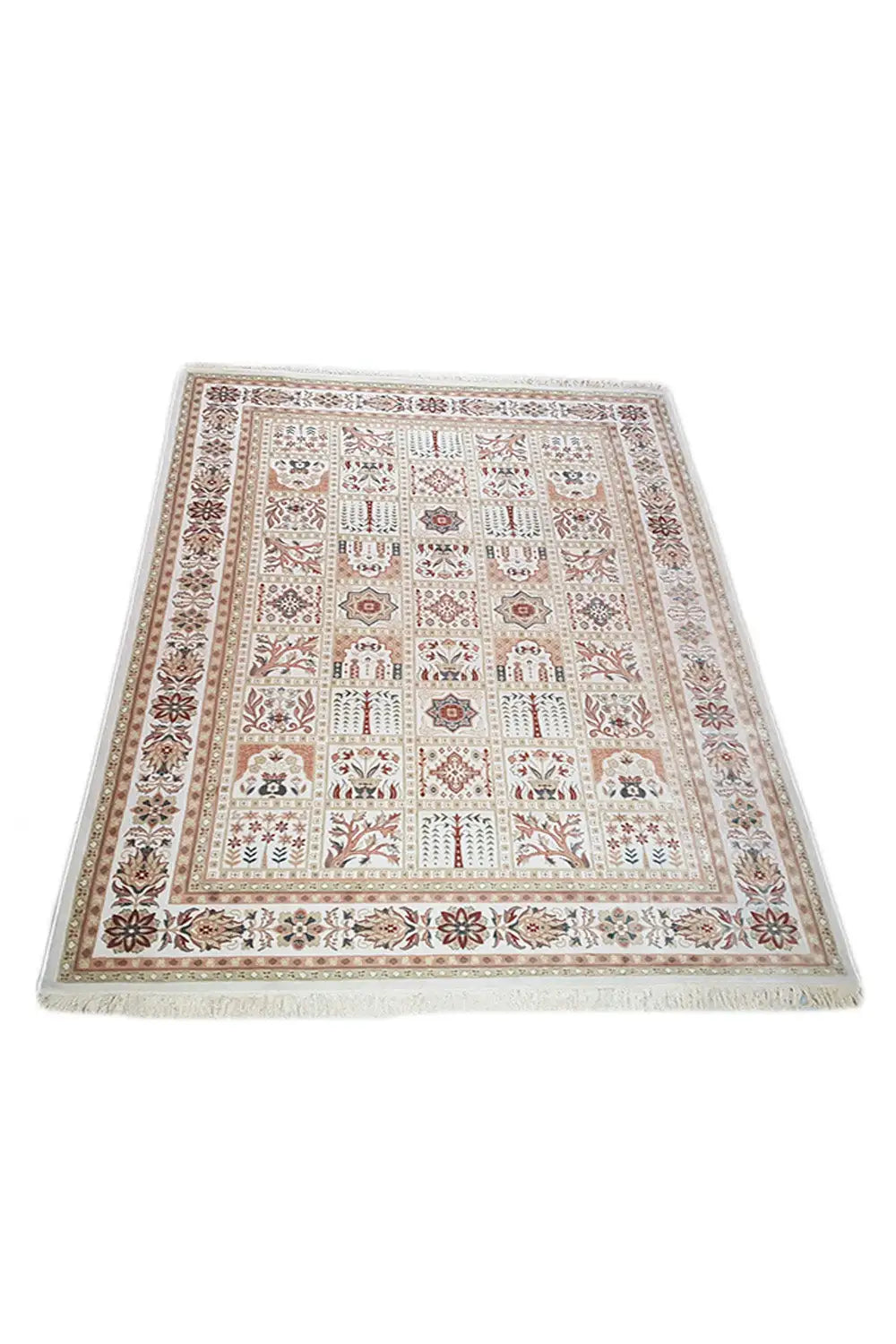 Machine-woven rug 300x200 cm, beige pattern with ornaments and contrasting border