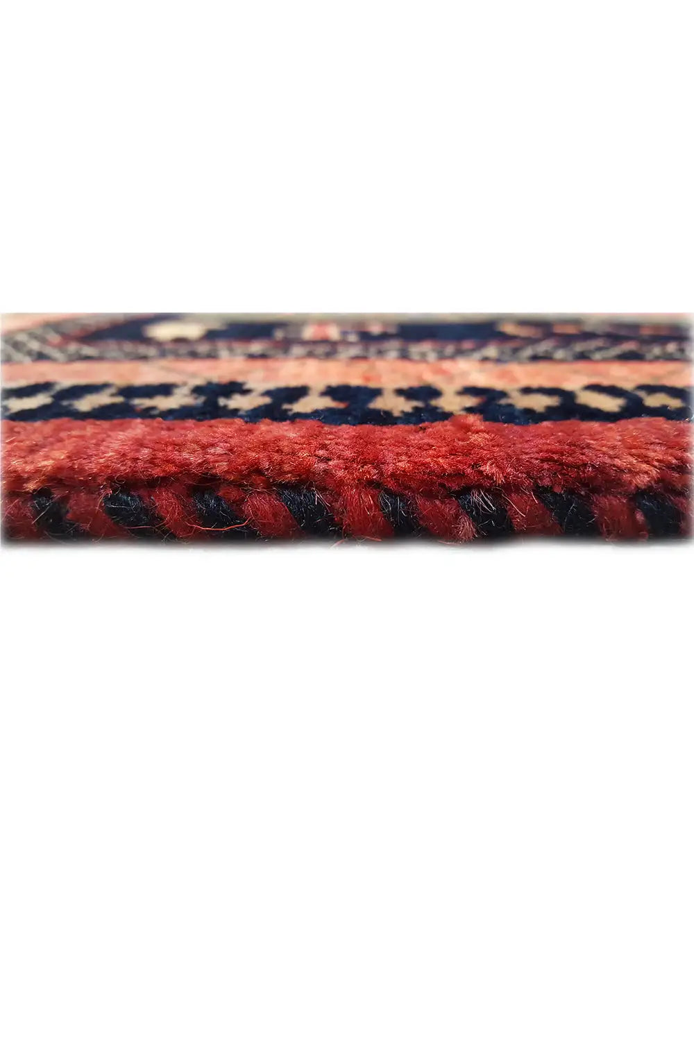 Qashqai Exclusive rug 86x95 cm, red and blue border with fringes