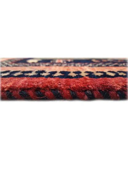 Qashqai Exclusive rug 86x95 cm, red and blue border with fringes