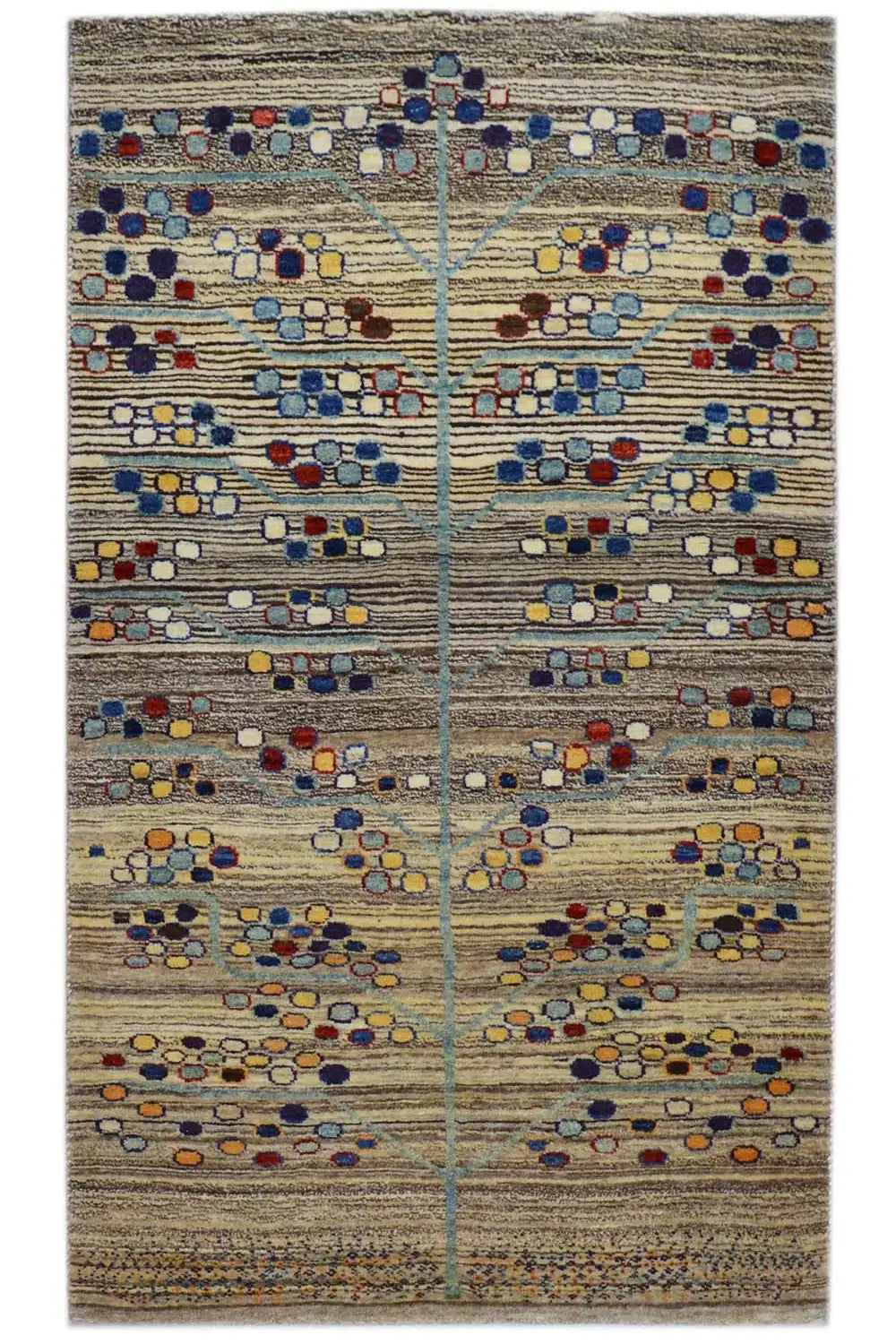 Gabbeh rug 142x82 cm with multicolored ornamental pattern and central medallion