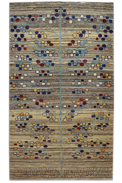Gabbeh rug 142x82 cm with multicolored ornamental pattern and central medallion