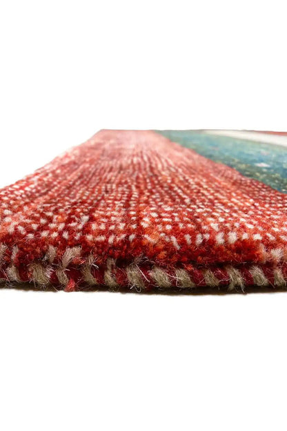 Gabbeh rug 156x101 cm close-up of the edge with fringe and dense pile texture