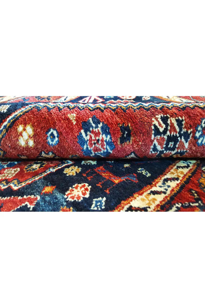Close-up: carpet strips with multicolored ornamental patterns and a border