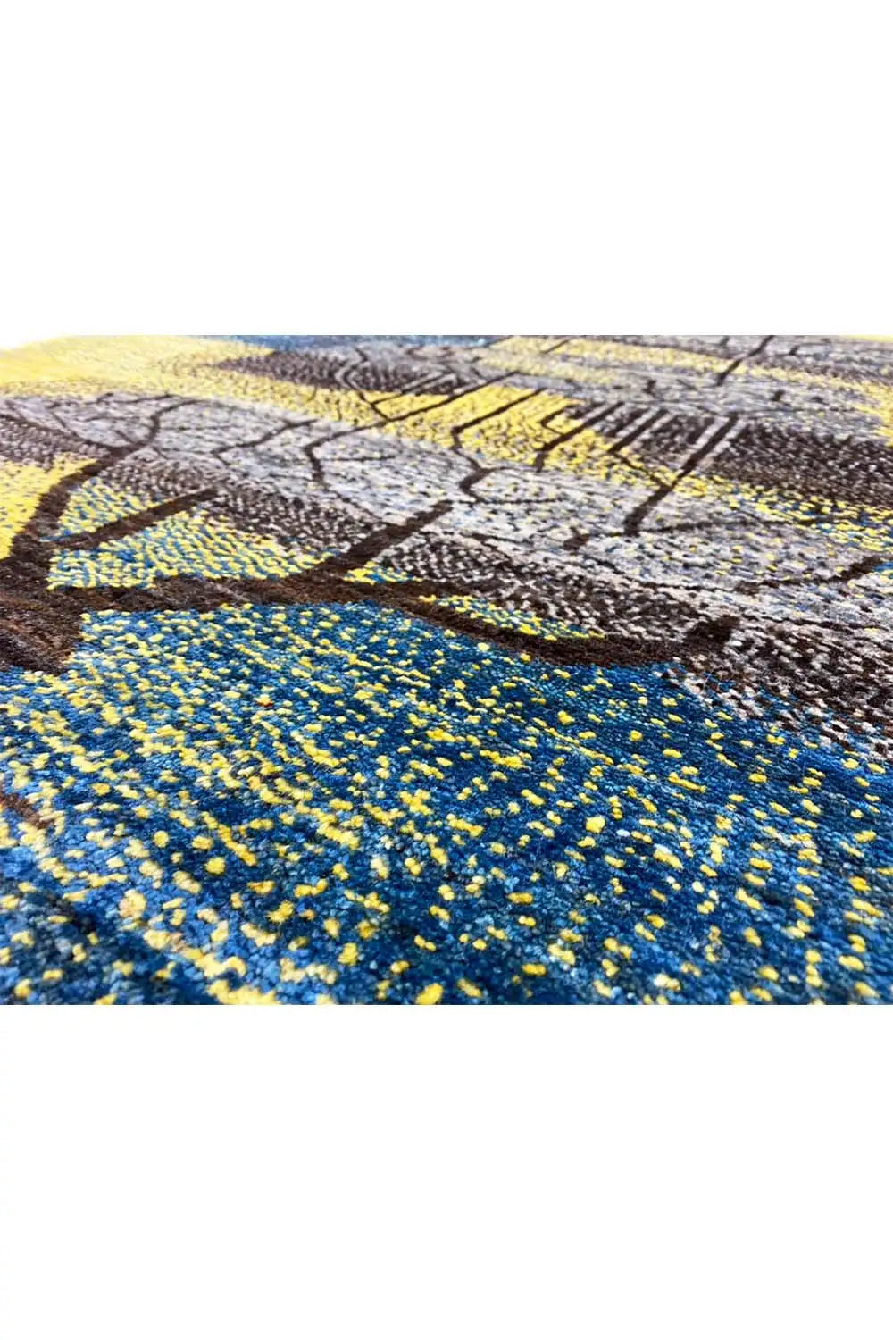 Gabbeh rug 125x79 cm Detail: blue and yellow pile with dark linear ornamentation
