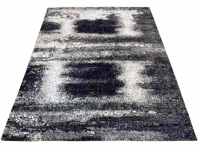 Designer rug 239x179 cm with a large-scale abstract block pattern in black and gray