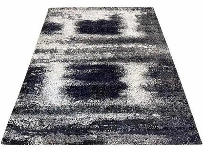 Designer rug 239x179 cm with a large-scale abstract block pattern in black and gray
