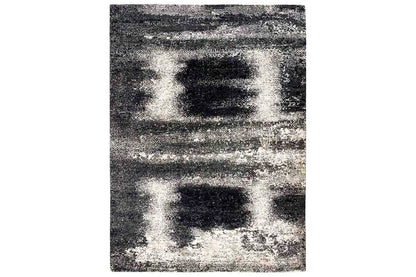 Designer rug 239x179 cm, rectangular cutout with an abstract black-gray-white pattern