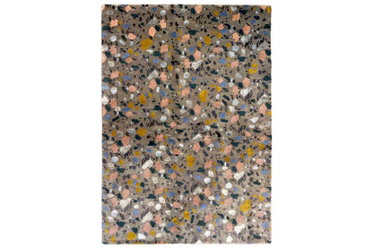 Designer rug Terrazzo by Pascal Walter, shown flat from above, varied speckled pattern