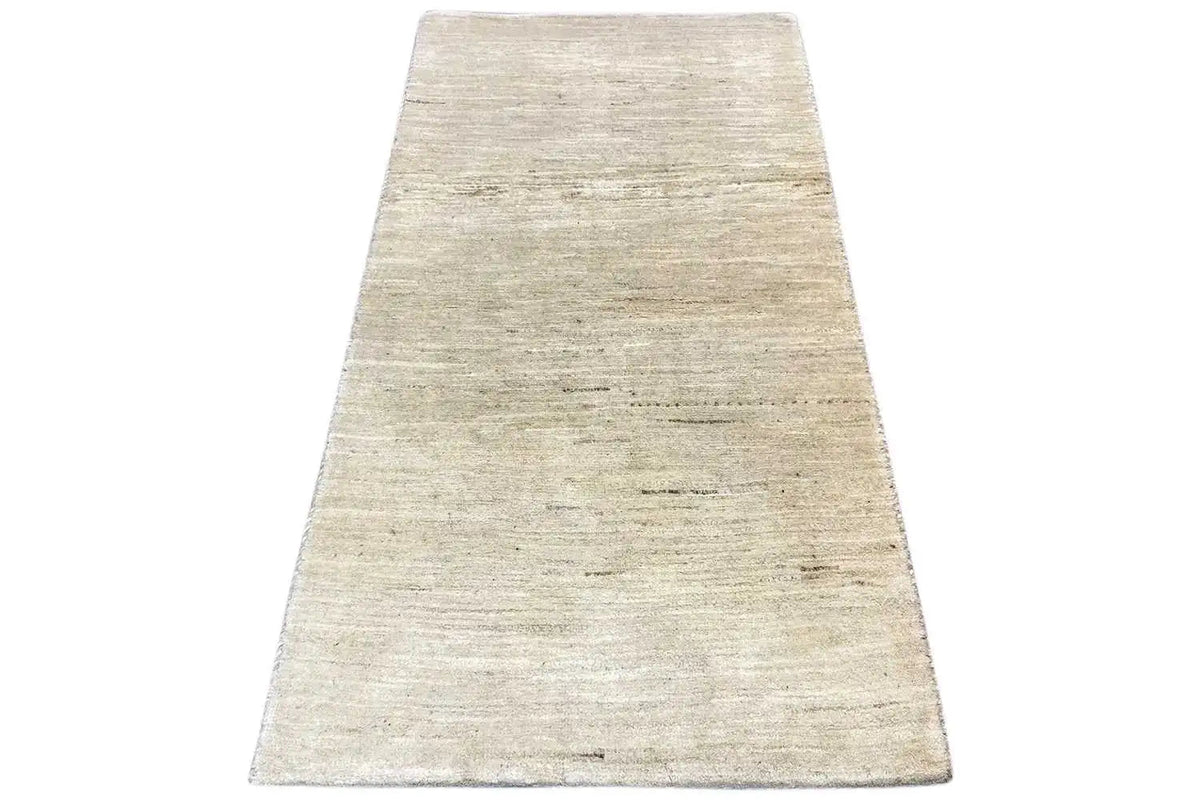 Light gabbeh rug with a fine, linear weave, rectangular, light beige