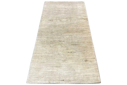 Light gabbeh rug with a fine, linear weave, rectangular, light beige