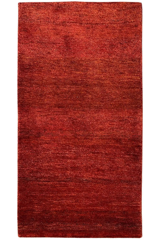 Gabbeh rug 145 x 72 cm: red, tightly woven rug with a fine surface texture