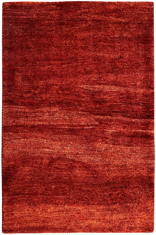 Gabbeh rug 118x82 cm, red mottled pile with a fine texture, rectangular