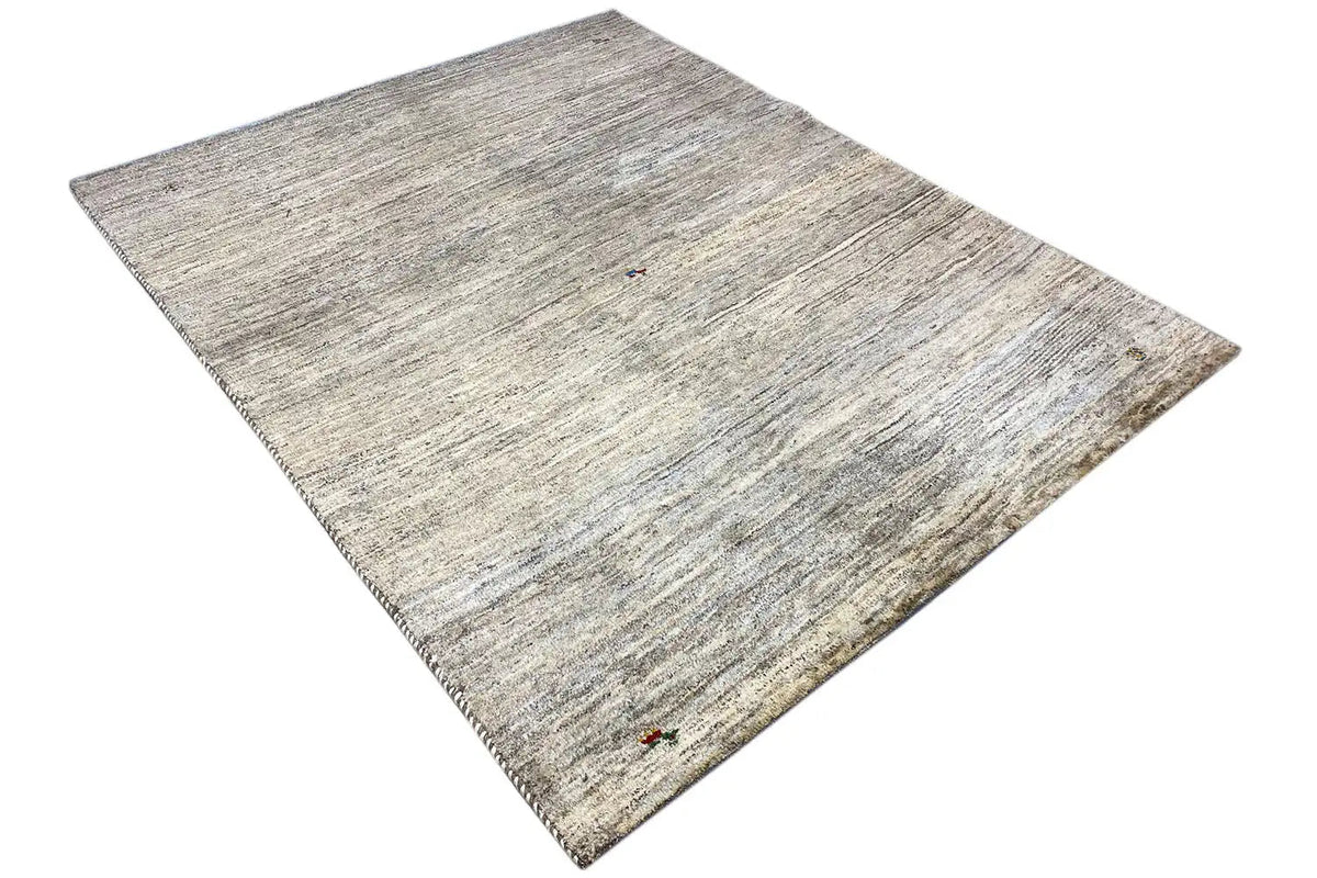 Rectangular Gabbeh rug with a light pile and fine gray-brown texture