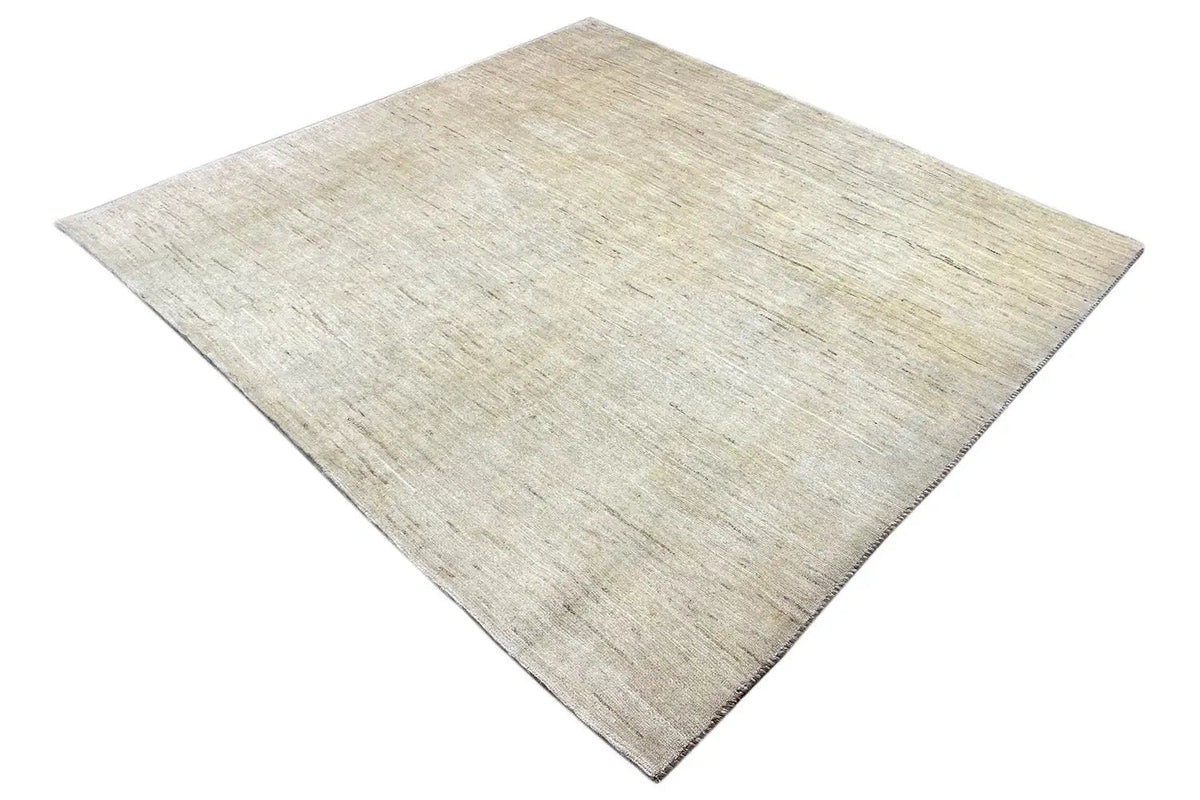 Gabbeh rug 190x201 cm, light beige, large diagonal view with subtle texture