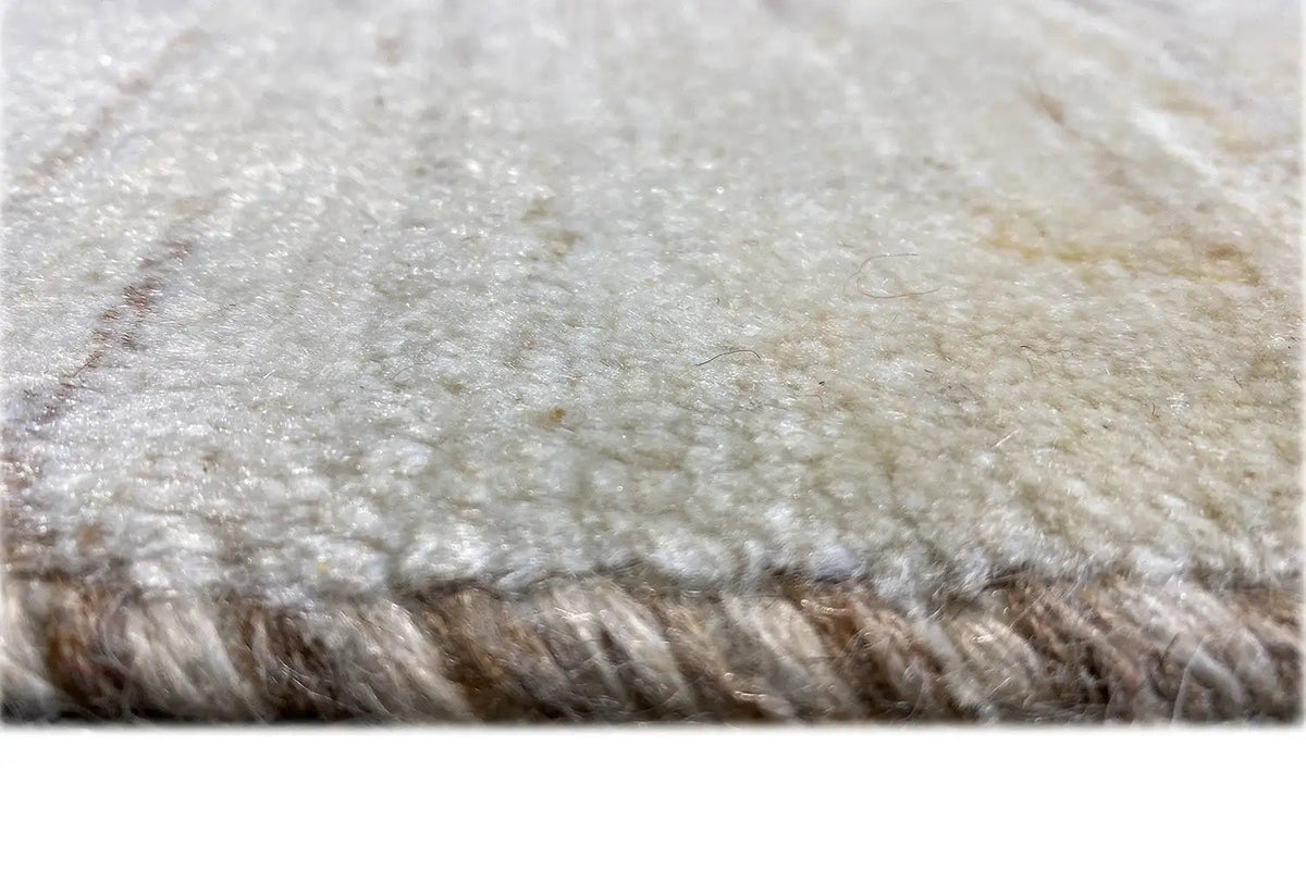 Gabbeh rug 190x201 cm, close-up of pile and cut edge, light beige