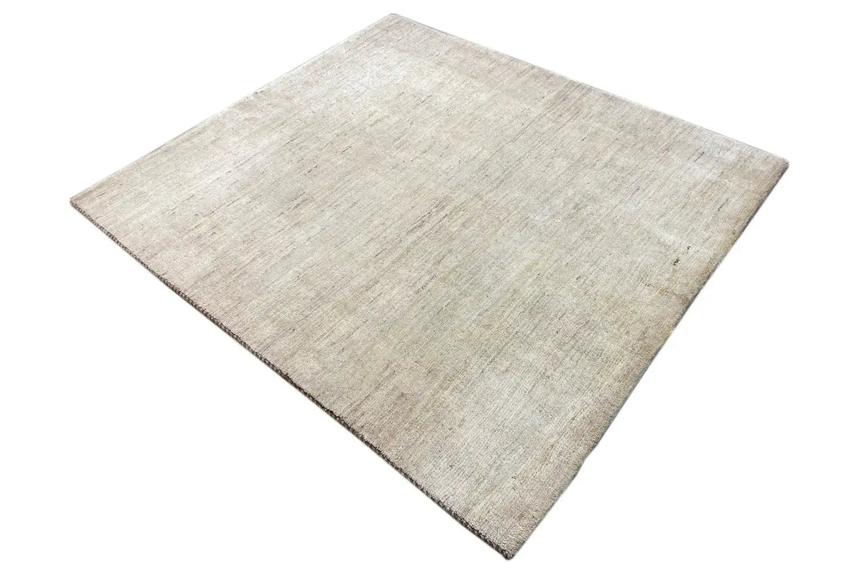 Gabbeh rug 155x141 cm in light beige, simply patterned with a fine woven texture