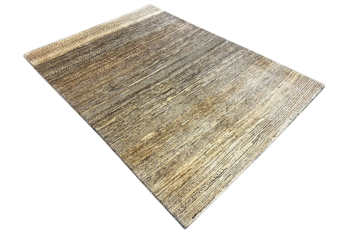 Gabbeh rug in natural tones, rectangular with diagonal stripes