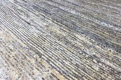 Gabbeh rug surface with solid blue-gray and beige lines