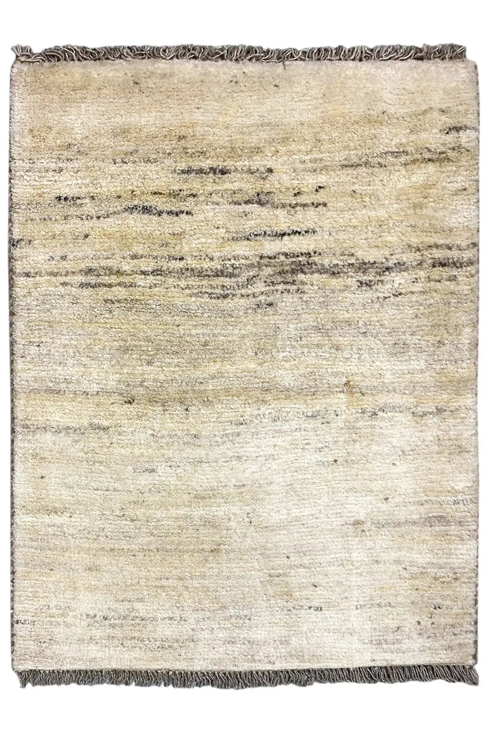 Rug 86x62 cm, rectangular, beige flatweave with dark accent stripes