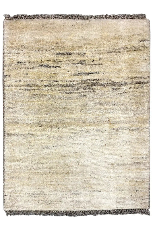 Rug 86x62 cm, rectangular, beige flatweave with dark accent stripes