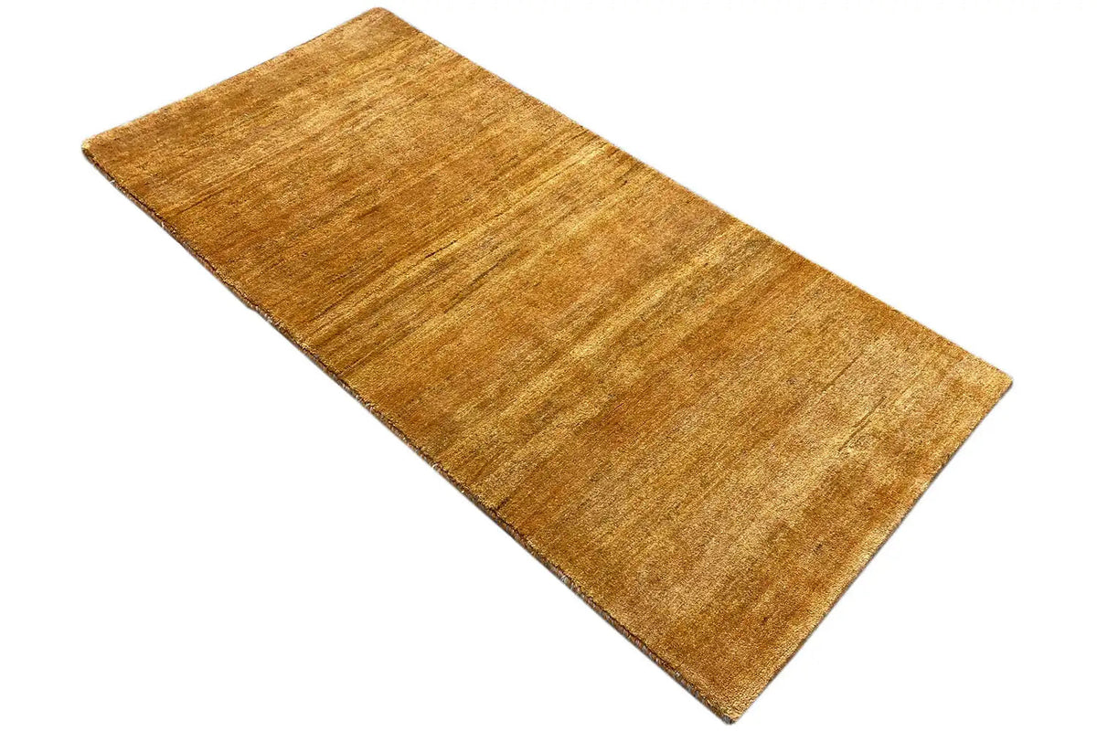 Gabbeh rug 146x70 cm, honey brown, several edges are visible