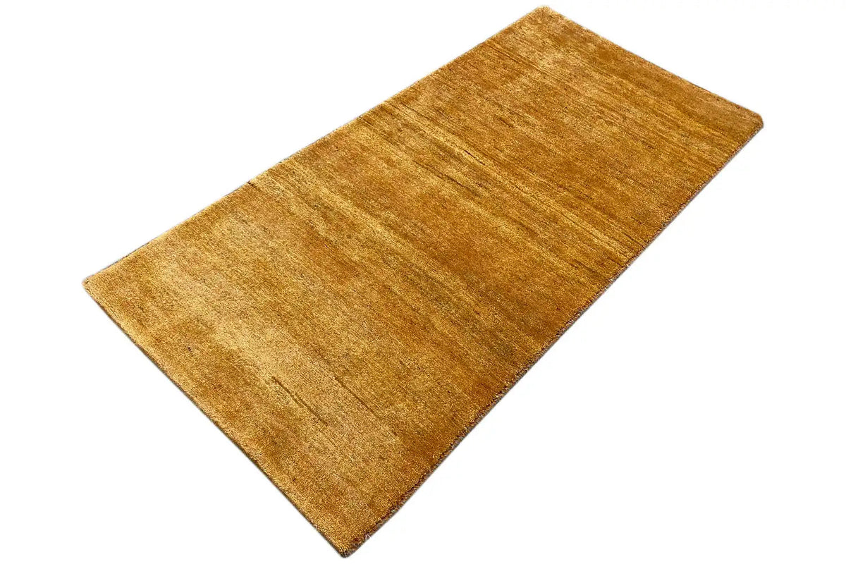 Gabbeh rug 146x70 cm honey brown, diagonal, irregular striped pattern