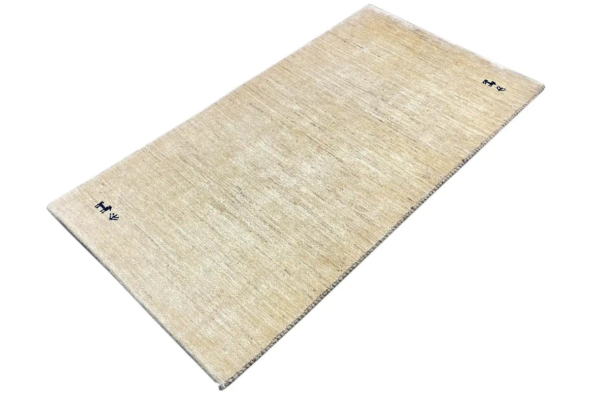 Gabbeh rug 146x74 cm, light beige rectangular, fine pattern lines, short pile