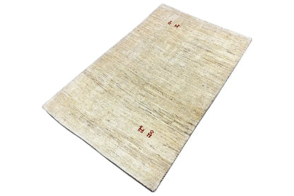 Beige Gabbeh rug with red symbolic pattern, rectangular, approx. 133×82 cm