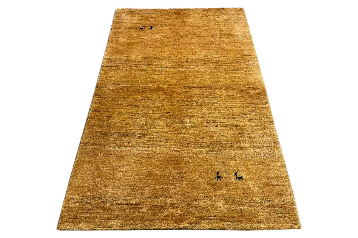 Gabbeh rug (153x97 cm), ochre-brown with small dark accent motifs